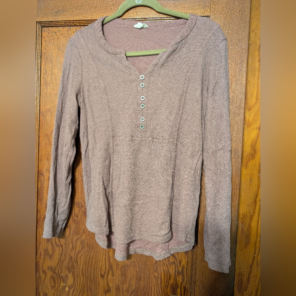 Jane and Delancey Thermal Shirt Size Medium Plum